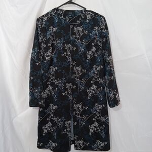 ALFANI Sz M Jacket CARDIGAN Coat NWT Black Blue floral New $109 Modern Spice